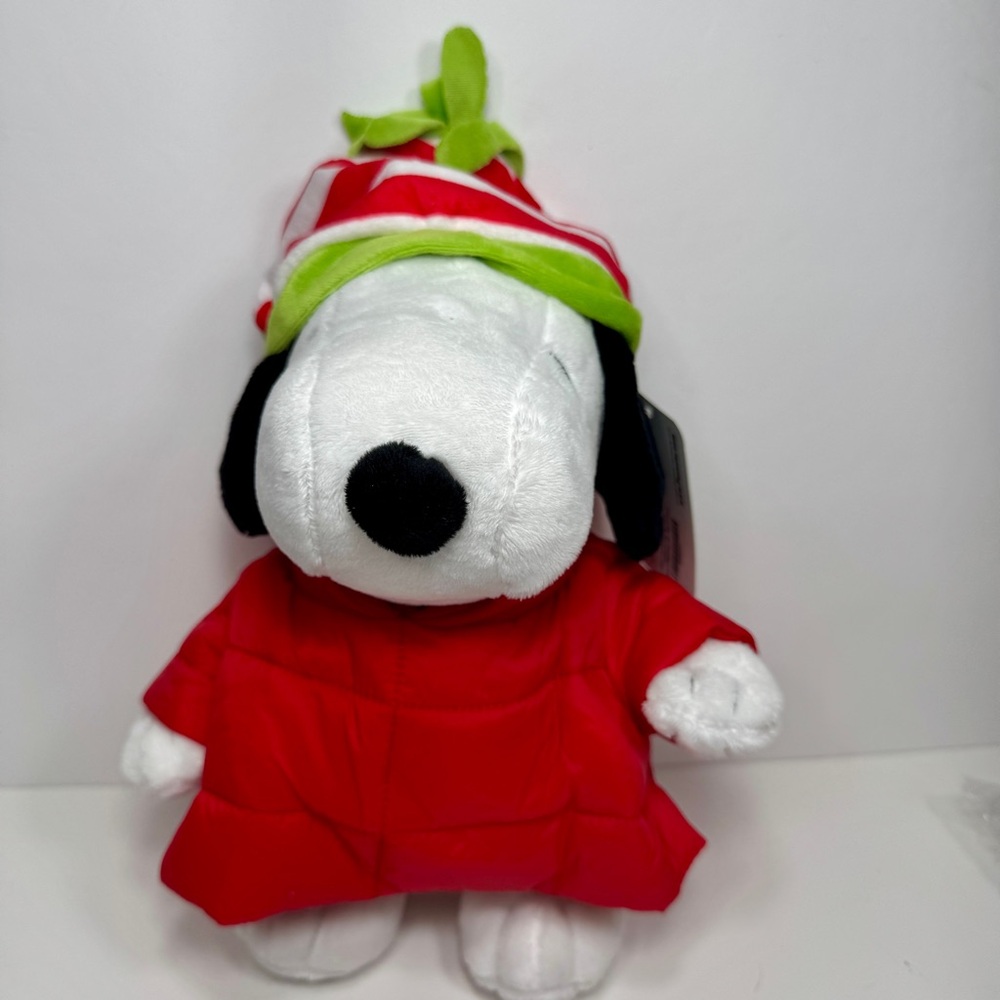 NWT. Snoopy in a Red Puffer Jacket 10inch Plush stuffed animal. Peanuts plushie